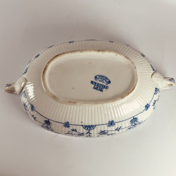 F Winkle FW & Co Danish Oval Vegetable Salad Serving Bowl Dish Flow Blue 9.5"x7" - Picture 12 of 14